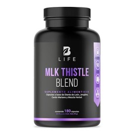 Cardo Mariano 180 cápsulas 1100 mg por porción. Hoja de Diente de León, Raíz de Jengibre y Mezcla Herbal. Ingredientes naturales. Mlk Thistle Blend B Life
