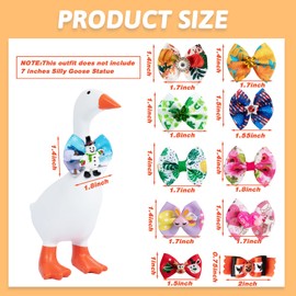 LUOHECAM 11 Pcs 7inch Desk Goose Outfits Mini Bow Ties Small Holiday Mini Porch Goose Bow Ties Desk Goose Outfits All Season Tabletop Goose Accessory for Magnetic Goose Statue Key Holder