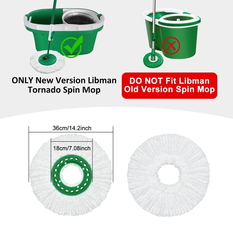 Reusable Mop Head Replacement for Libman Tornado Spin Mop Thick