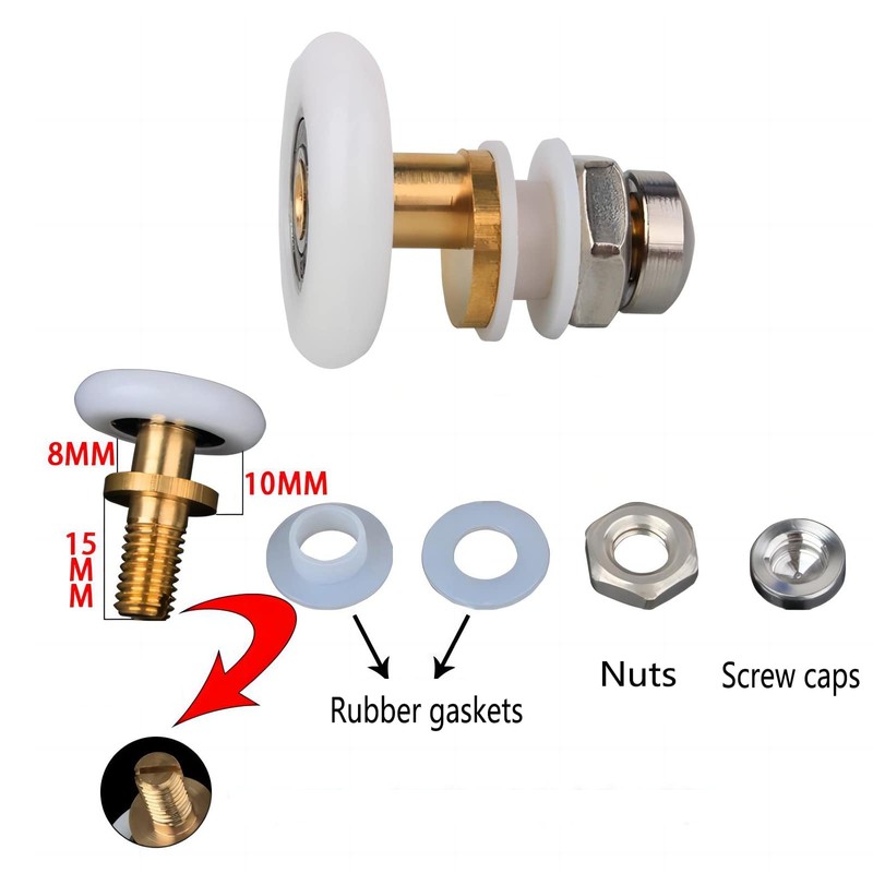 Cokritsm Shower Cubicle Rollers, 27 mm Shower Door Rollers, 8