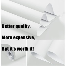 Dimoon Wallpaper 118"x23.6" Thicken Widen Tables Cabinets White Peel and Stick Wallpaper Solid Pure White Stick Peel Contact Paper Waterproof White Self Adhesive Wallpaper Removable Shelf Vinyl Roll