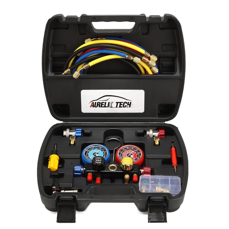 AURELIO TECH UPGRATED Version 4 Way A/C Manifold Gauge Set