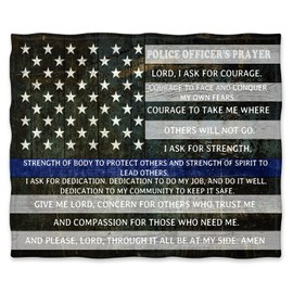 Jekeno Police Officers Prayer Blanket Gifts for Men Kids Boys Home Bedroom Living Room Decor Soft Cozy Lightweight Plush Throw Blankets 60"x80"