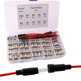 FULARR 175Pcs 5X20mm Professional Car Fast-Blow Glass Tube Fuse Kit: 150Pcs Quick Blow + 20Pcs Seat + 5Pcs Inline Screw Type Holder, With Transparent Plastic Box