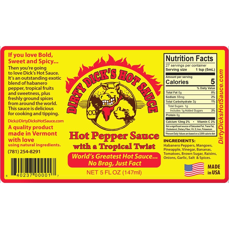 Dirty Dicks Original Hot Sauce, 5 Fl Oz - Award-Winning