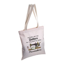 MBMSO Sewing Tote Bag Funny Quilting Gifts for Quilters Sewers Blessed are the Quilters for They Shall be Called Piecemakers, Piecemakers Sewing Tb, Medium