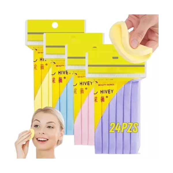 Mafab 24 Esponja Comprimida Limpieza Facial Desmaquillantes 2pzs