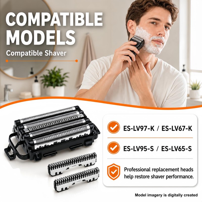 Shaver Replacement Foil，Compatible with Panasonic ARC5 5-Blade Shavers