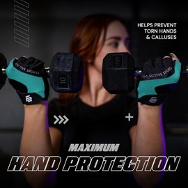 Fit Active Sports, Max Grip Weight Lifting Gloves for Men & Women | Non-Slip Workout Gloves for Gym, Biking, Fitness Training | Lightweight, Breathable | XXL | Teal