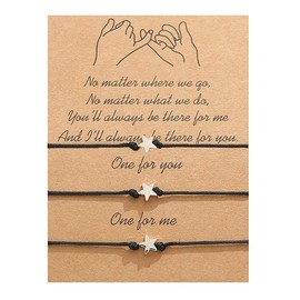 Binami 3 Pcs Star Pinky Promise Distance Matching Bracelets Gift for Friends Couple Family Women Mens