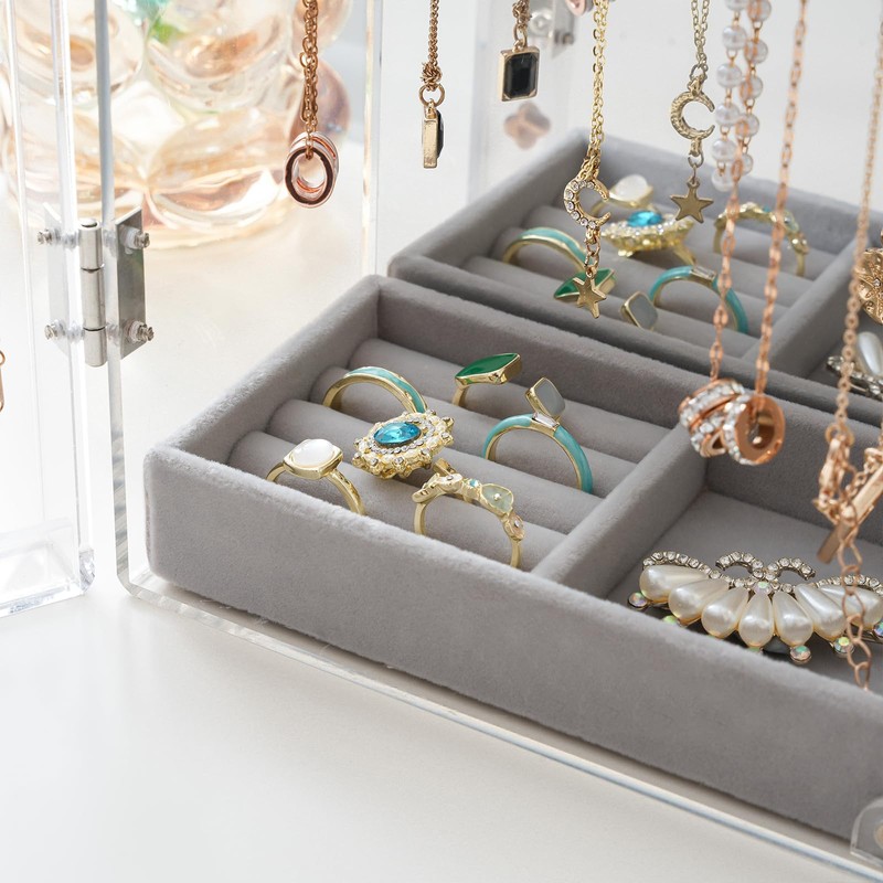Lolalet Necklace Holder Organizer, Acrylic Jewelry Organizer with 24 Hooks,