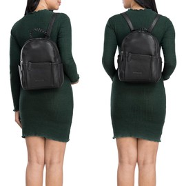 STILORD 'Luna' Elegant Leather Backpack Women's Small with Braided Handle Ideal as a Chic Daypack Backpack Bag City Backpack Leisure Backpack Genuine Leather, black, Rucksack