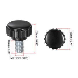 QUARKZMAN Pack of 8 Thumb Screws with Thread M6 x 10 mm Round Head Screw Round Handle Bolt Clamping Buttons 18 mm Hand Buttons Thumb Screws Tension Screw for Industrial Machine