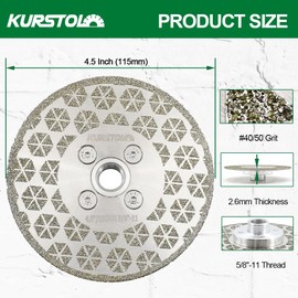 KURSTOL Grinding Cutting Diamond Blade - Granite Grinding Wheel 4.5"/115mm 5/8-11" Flange, Double-Sided Diamond Cutting Disc Saw Blade for Beveling Shaping Marble,Porcelain,Ceramic Tile,Quartz