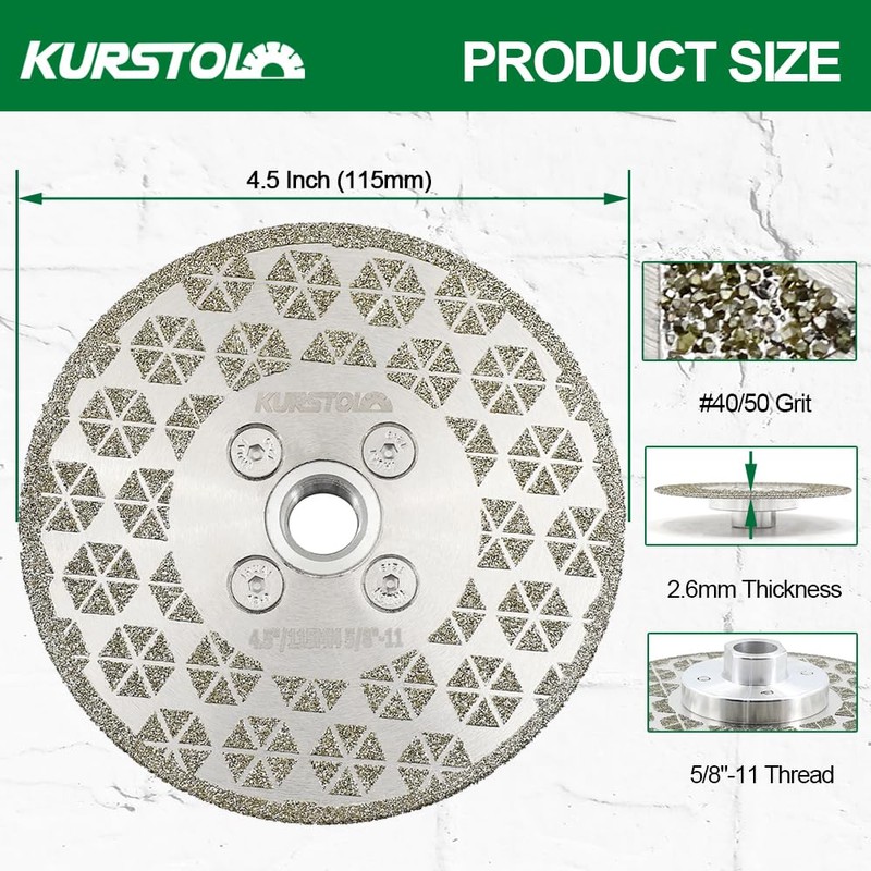 KURSTOL Grinding Cutting Diamond Blade - Granite Grinding Wheel 4.5"/115mm
