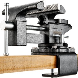 6-Inch Bench Vise, Vice for Workbench with Heavy Duty Forged Steel Construction, Built-in Pipe Jaw and Swivel Base, Table Vise for Woodworking, Home Workshop Use and DIY Job
