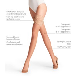 Falke Womens Seidenglatt 15 Stay Up Red EU 10.5-11 (US Women's Large) One Size