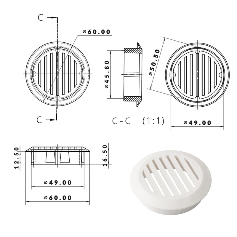 cyclingcolors 10x Ventilation Grille Exhaust Grille Outer Grille Round Total