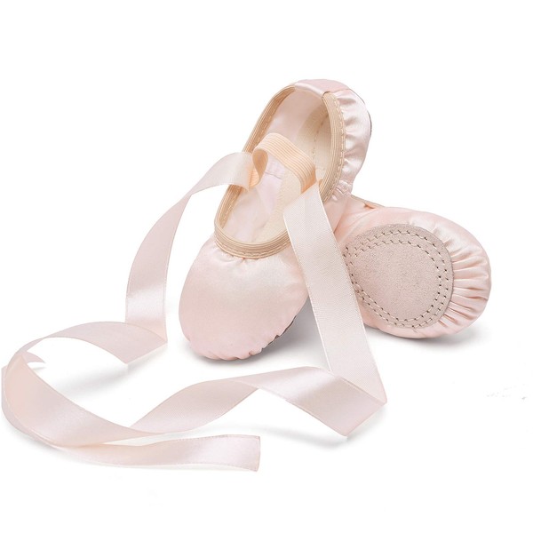 Stelle Ballet Shoes for Girls Satin Ballet Slippers Dance Shoes for Toddler/Little/Big Kids(Ballet Pink,11ML)