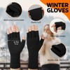 AURUZA 3 Pairs Warm Half Finger Gloves Stretchy Knit Fingerless