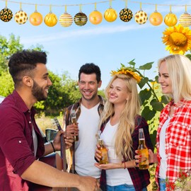 Yuxung 12 Pcs Sunflower Ornament for Summer Tree Shiny Hanging Sunflower Ball Yellow Sequin Hanging Ornament Sunflower Summer Tree Decoration (Classic Sunflower)