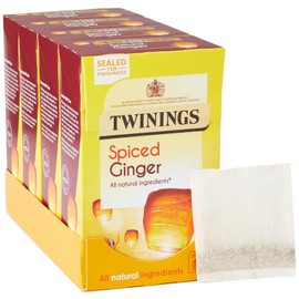 Twinings Ginger FlavouredTea - 80 Biodegradable Tea Bags (Multipack of 4 x 20 Bags) , Warming Herbal Blend, Caffeine-Free, Multipack for Convenience and Freshness
