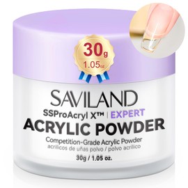 SAVILAND Ultra-Smooth Clear Acrylic Powder: Keratin Professional Acrylic Nail Powder 2024 Ultra Sculpture Tech for Acrylic Nail Extension Carving 3D Nail Art Nail Tech Salon Studio Manicure