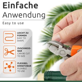 ECENCE Florist Wire for wreath making galvanised 4x 38,28 Yards 22 Gauge Floristry Wires Flexible Craft Paddle Wire for Wreath Making Colour Green