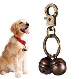 SUPVOX Brass Pet Collar Bell Pendant Elegant Decorative Accessory for Dogs and Cats Spring Snap Hook for Easy Attachment Versatile Use for Breeds Includes Bells and Keyring