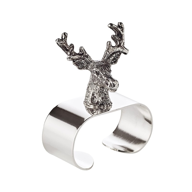 EDZARD Set of 2 Napkin Rings Stag Elegant Silver-Plated Length