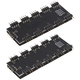 ASHATA RGB LED Splitter Hub, PC Motherboard RGB Fan Extension Cable, Suitable for Desktop Computer (5V 3-Pin)