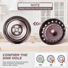 Retisee 2 Pcs Kitchen Sink Stopper Strainer Stainless Steel Drain Strainers for Universal 3-1/2 Inch Kitchen Sink Drain Replacement(Oil Rubbed Bronze)