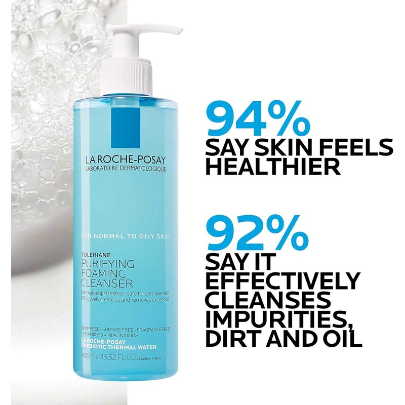 La Roche-Posay - Limpiador espumoso purificante Toleriane, 13.52 onzas líquidas