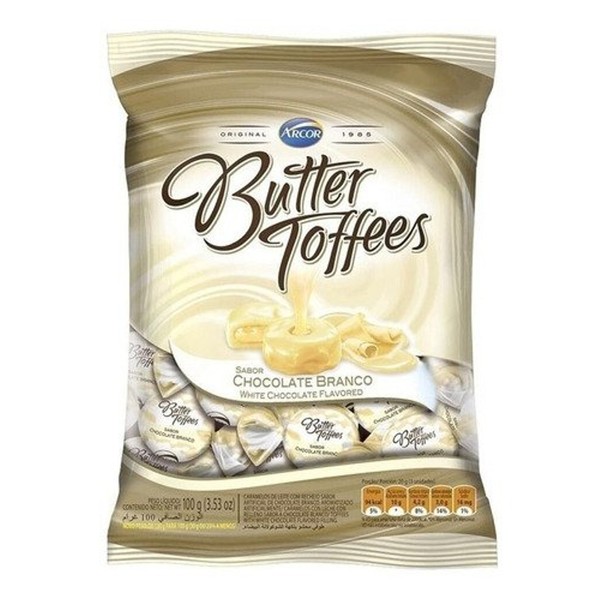 Arcor Butter Toffees Soft Buttery Caramel Candies Filled with White Chocolate Party Bag, 822 g / 1.8 lb bag