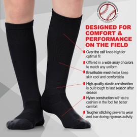 Youth Baseball Socks and Belt Set – Baseball or Softball Socks and Adjustable Belt (Black, Large)