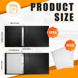 Skyygemm 2 Pcs Estate Planning Portfolio Binder PU Leather 3 Ring Binders with Gold Title and Index Tab Dividers, 11'' x 11.8'' x 2.4'' Estate Planning Organizer (Black)