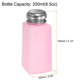 HARFINGTON 3pcs Solvent Alcohol Dispenser 250ml(8.5oz) Press Type ESD Safe Anti-Splash Liquid Dispenser Pump with Sealing Stainless Steel Lid for Acetone Cleanser, Polish Remover, Pink