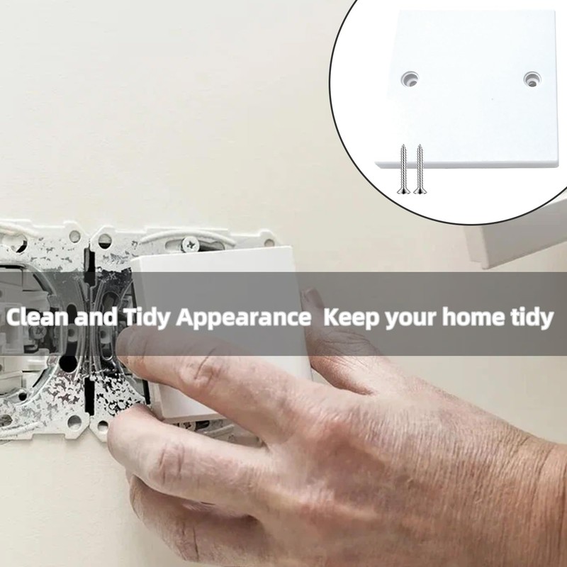 Socket Blanking Plate,Light Switch Blanking Plate with Screws,Standard White Plastic