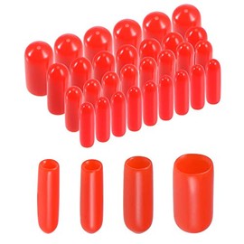 uxcell 100pcs Round Rubber End Caps 3/32" 1/8" 5/32" 1/4" Red Vinyl Cover Screw Thread Protectors Assortment Kit