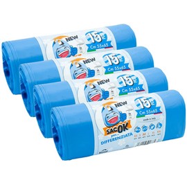 SACOK 55 x 65 cm Scented Rubbish Bin Bags with Handles, Waste Separation (60)