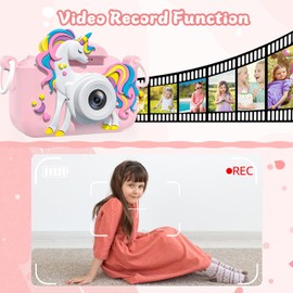 Kids Camera Toys for 3-12 Year Old Girls Boys,Children Digital Video Camcorder Camera, Upgrade Kids Selfie Camera, HD Kids Digital Video Cameras for Toddler with Cartoon Soft Silicone Cover