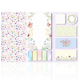 Wildflower Sticky Notes Set Cute Floral Self Stick Writing Memo Pads Aesthetic Summer Flower Notepads for Students Back to School Classroom Office Teacher Appreciation Gift Stationery Supplies