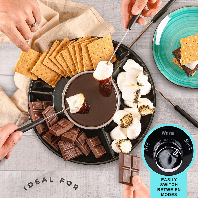 Aoresac Electric Fondue Maker Set With 2 Forks/Removable Serving Tray
