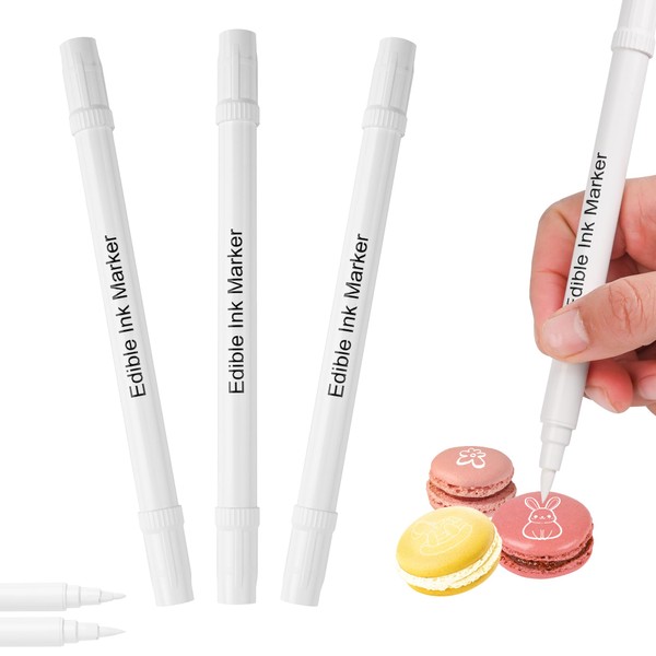 Set of 3 Edible Food Pens, White, Set of 3