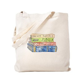 CafePress Jane Austen Books Natural Canvas Tote Bag, Reusable Shopping Bag