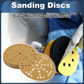 INFINAUTO Schleifscheiben, 6" 49 Loch 500 Körnung Automobilreparatur Runde Klett-Schleifpapier Aluminiumoxid, Papierbasis Gelb, 20 Stück