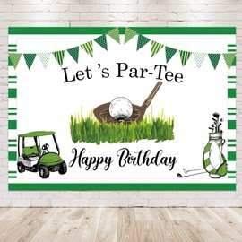 Newsely Let's Partee Golf Theme for Birthday Party Backdrop 7Wx5H Photography Parties Grass Sports Background for Boys Birthday Baby Shower Party Decorations Banner Photo Booth Props Supplies