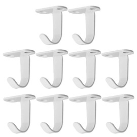 Wealrit 10 Pcs Stainless Steel Under-Shelf Cup Hooks Screw Mounted Ceiling Hook Towel Robe Clothes Coat Hanger for Bathroom Kitchen Cabinet(White)