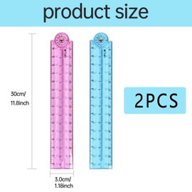 30cm 300mm Folding Ruler | Plastic Transparent Ruler Foldable Ruler | 3Pcs Geometric Ruler Plastic Ruler School Stationary Ruler Straight Ruler For School Children Kids Office