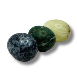 3 ARCHES USA Alabaster Eggs Set - 3pc Natural Stone Easter Decorations, 2" Handcrafted Marble Eggs for Table Centerpiece, Spring Home Decor & Holiday Presents, Veined Finish